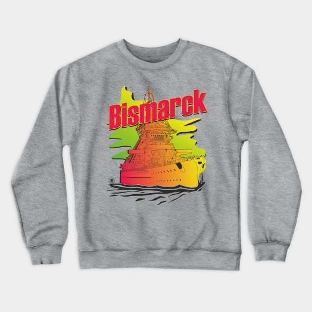 Battleship Bismarck Synthwave style Crewneck Sweatshirt by FAawRay